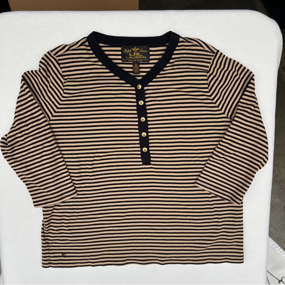 Lauren by Ralph Lauren LRL Black Label women's knit striped top Size 2X
